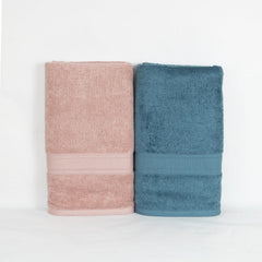 Rangoli 100% Cotton Fibre Bath Towel 1000 Gsm | Highly Durable & Super Absorbent Towel | Skin-Friendly & Quick Drying Luxury Towels (Peach & Blue) - Pack Of 2