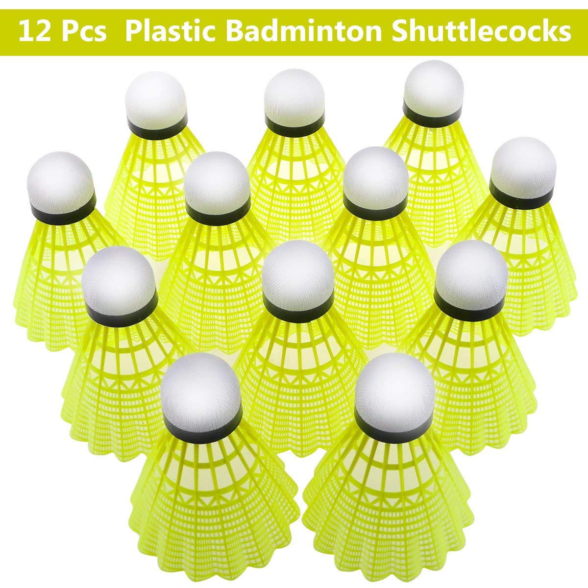 Tima 350 Badminton Nylon Shuttlecocks , Hight Speed Advanced With Great Stability And Durability | Yellow , Pack Of 12