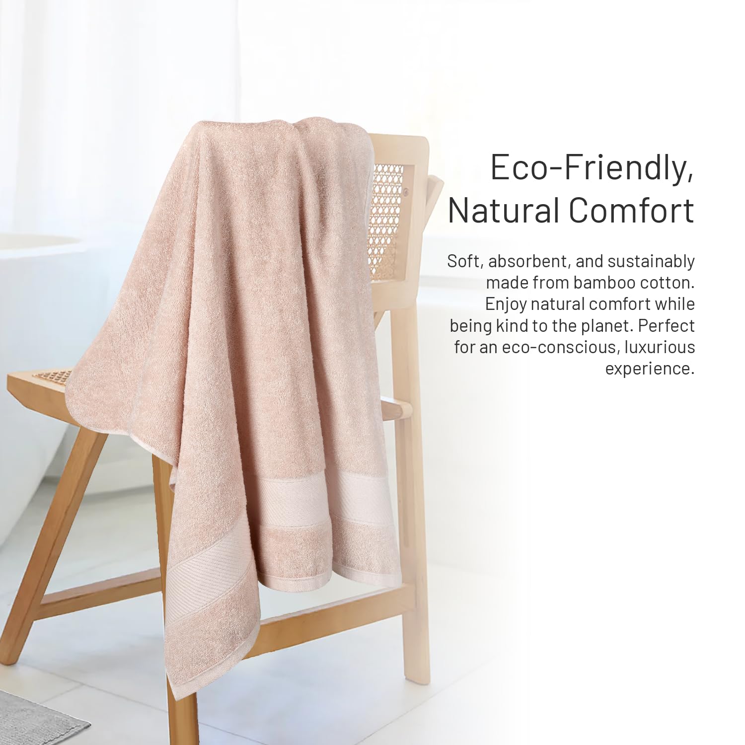 Himeya 100% Bamboo Cotton Bath Towels 500 Gsm | Bath Towel For Men/Women (3 Piece)- Butter Pink