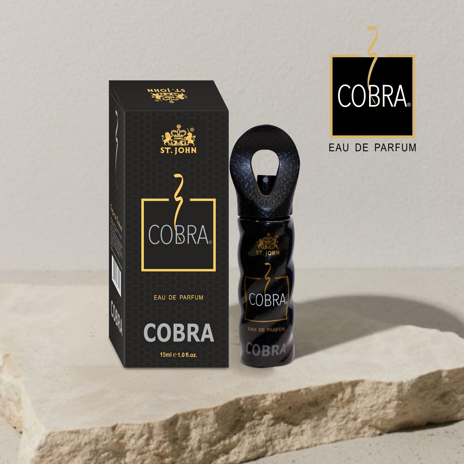 St. John Cobra Live, Cool Deodorant Body Spray 300ml 10.1 Fl.oz. & Cobra Eau De Perfume 15ml 0.5 Fl.oz. Pack Of 3 | Perfect Gift Set For Men & Women