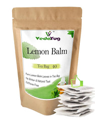 VedaYug Lemon Balm Herbal Tea - 40 Tea Bags, 52gm, 1.8 Ounce | Rich Flavor & Fragrance, Eco-Friendly Bag - Caffeine Free, No Additives