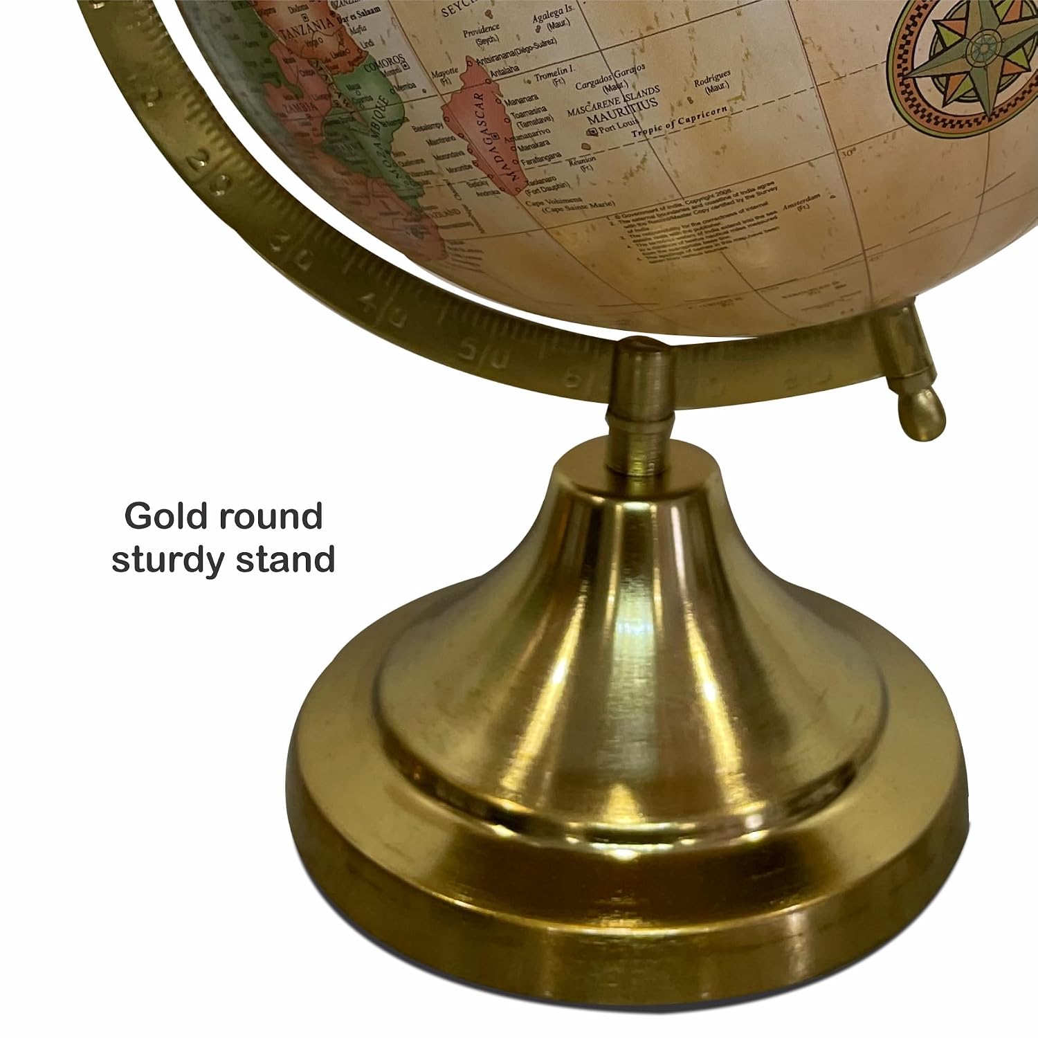 Home Decor Globe 8 Inch, For Adult, Showpiece, Office Table | Beige World Map For Kids & Students Learning, Pack Of 1