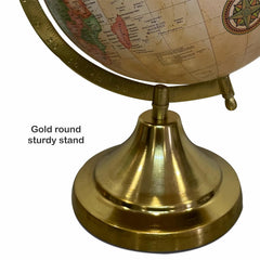 Home Decor Globe 8 Inch, For Adult, Showpiece, Office Table | Beige World Map For Kids & Students Learning, Pack Of 1