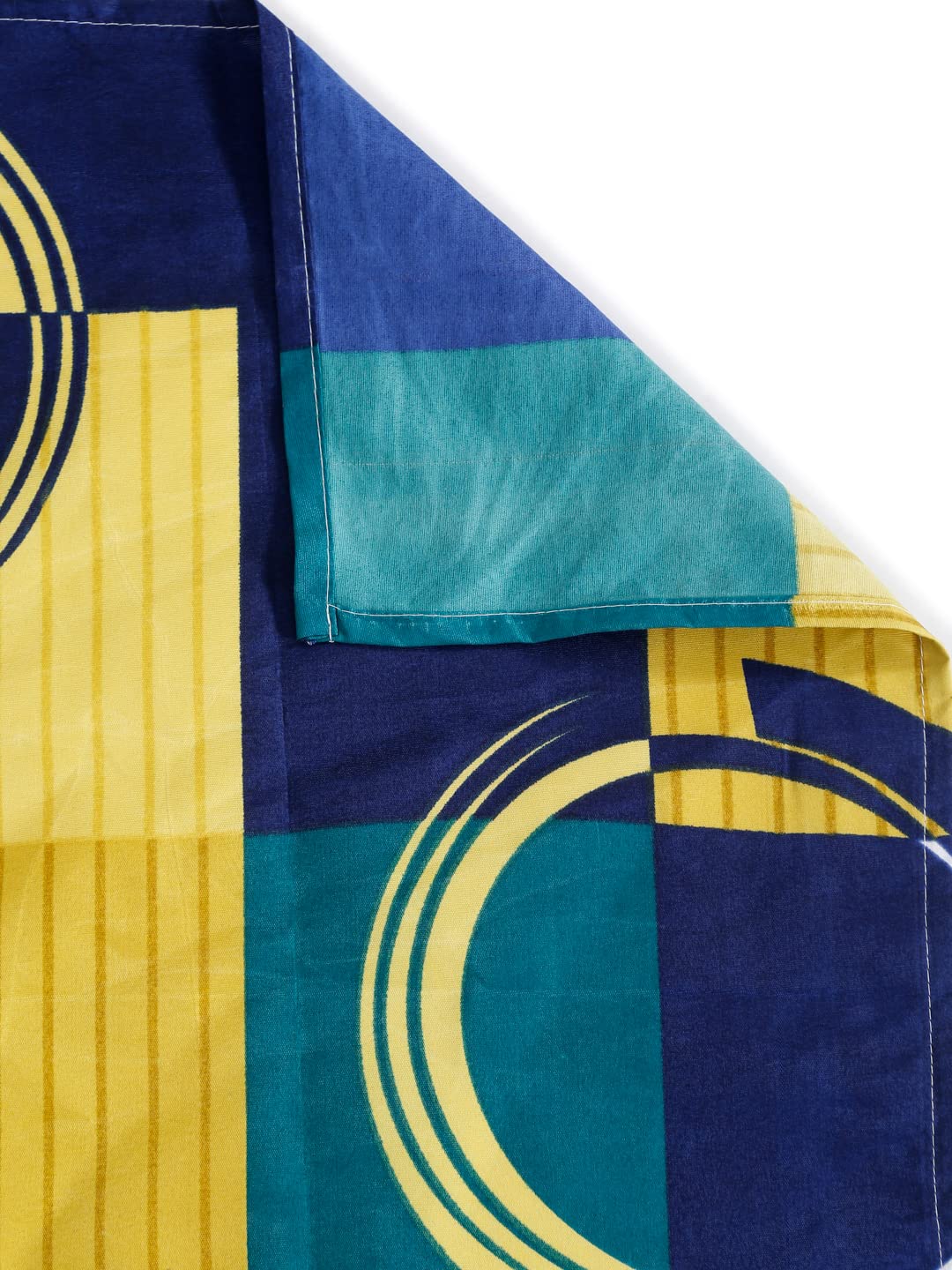1 Double Bedsheet With 2 Pillow Covers - 85 X 86 Inches, Blue & Yellow | Long-Lasting Color Comfortable Fabric Bedsheet