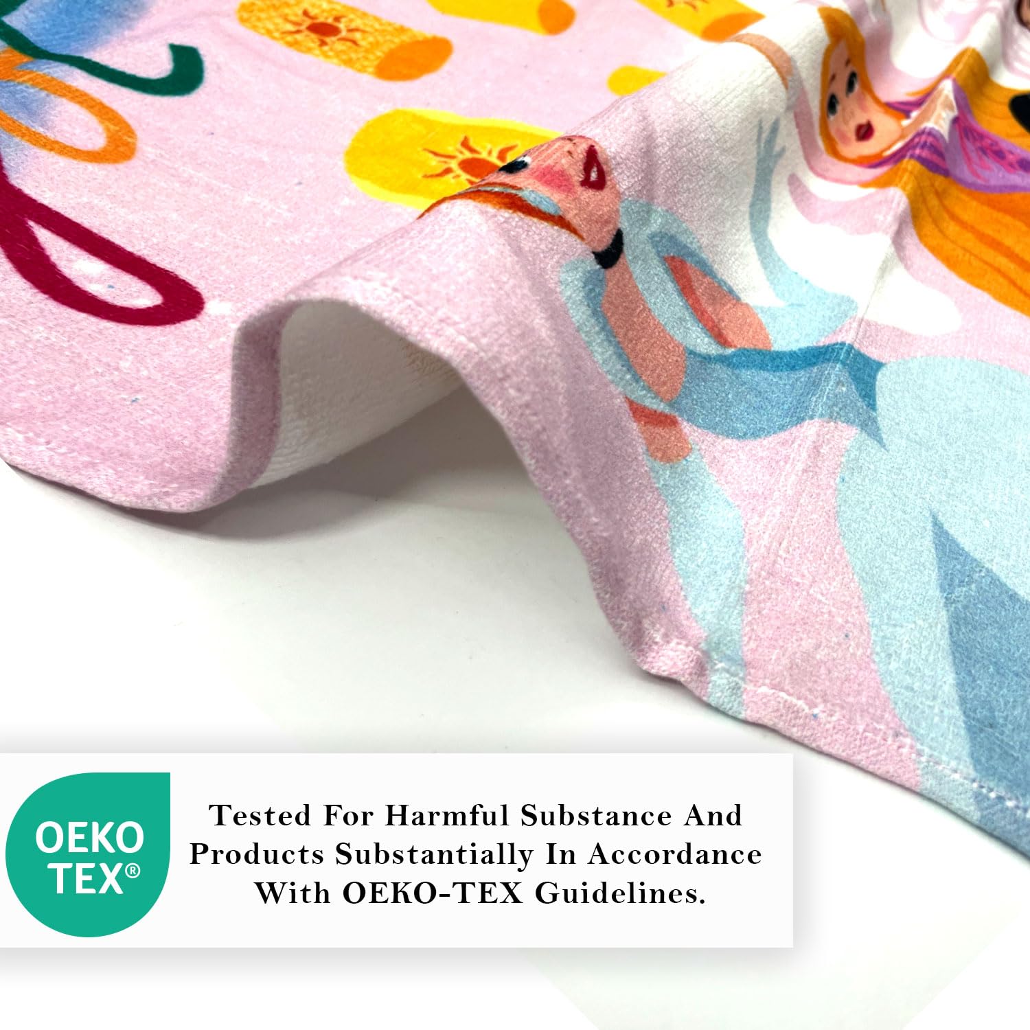 Sassoon Princess Cartoon Theme Bath Towel 350 Gsm | Gentle, Super Absorbant, Easy Care Long Lasting Bath Towel For Kids