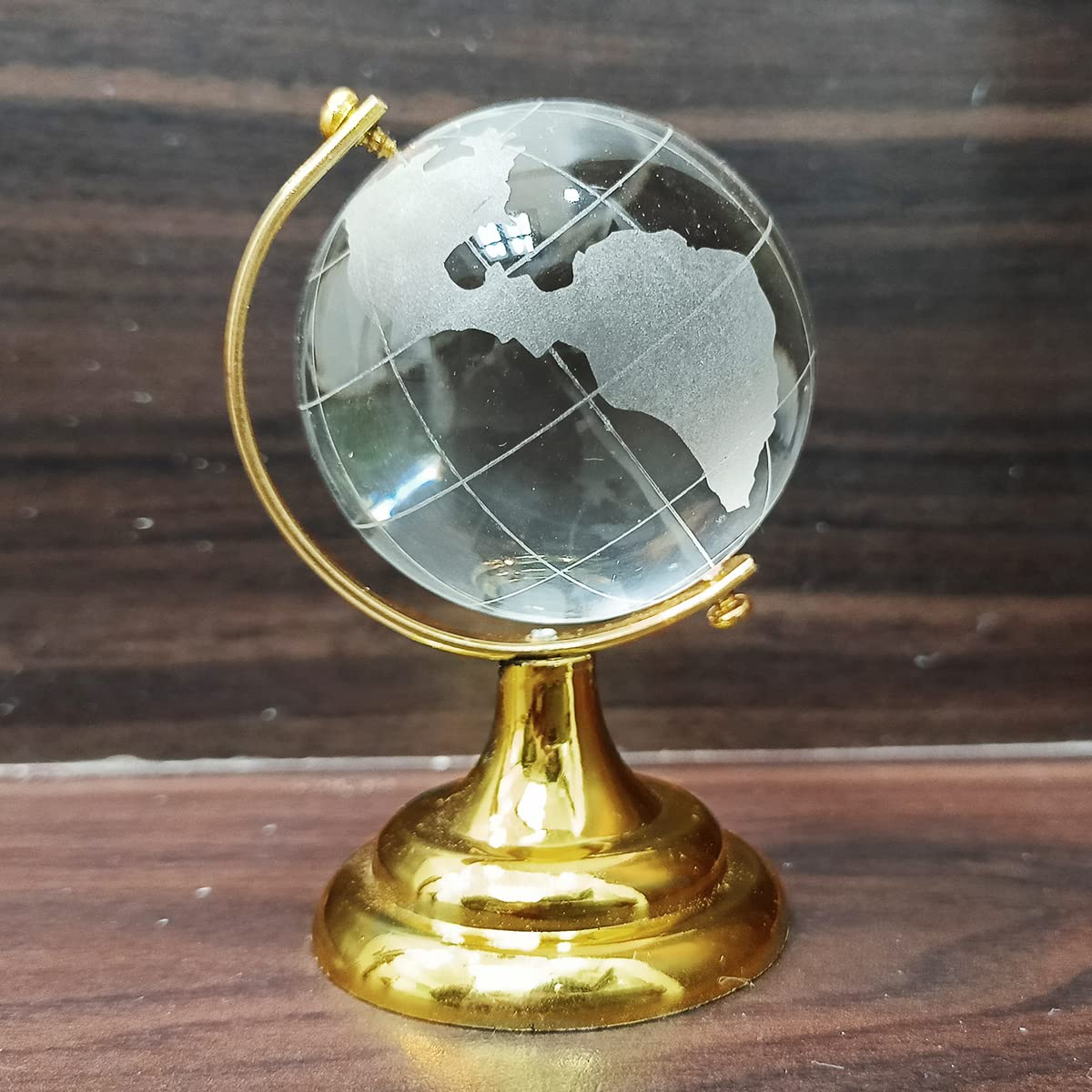 Crystal Globe For Home Decor 35 Mm | Feng Shui World Map Glass Globe For Study Table Kids Learning & Good Luck, Gifts Office Table Decor, Pack Of 1