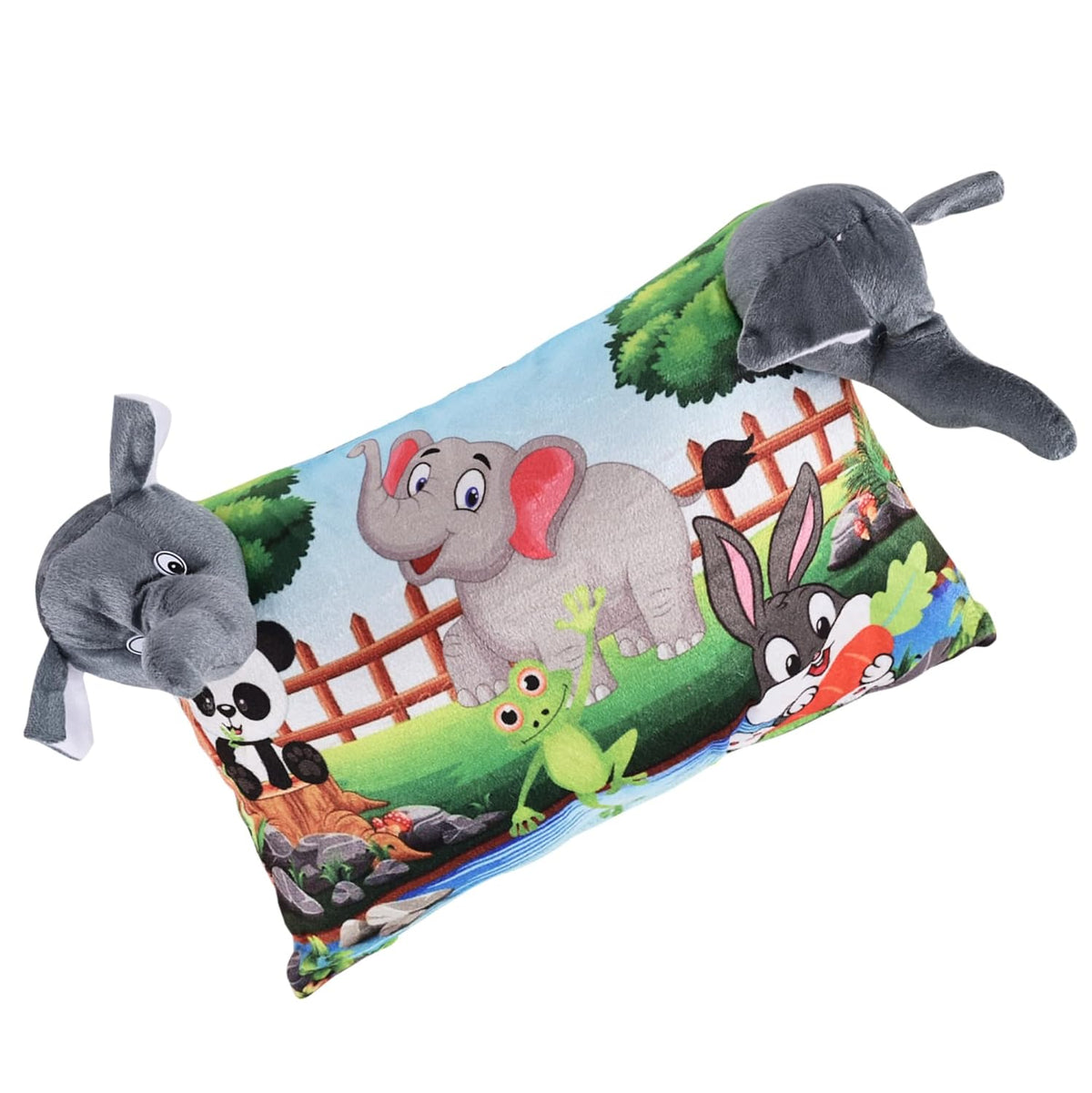 Soft & Cozy Pillow For Kid's, Comfortable Pillow For 2 Year Old's Elephant Print, Grey - 12x18 Inches | Suitable For All Sleepers, Multipurpose & Comfortable, Breathable - Pack Of 1