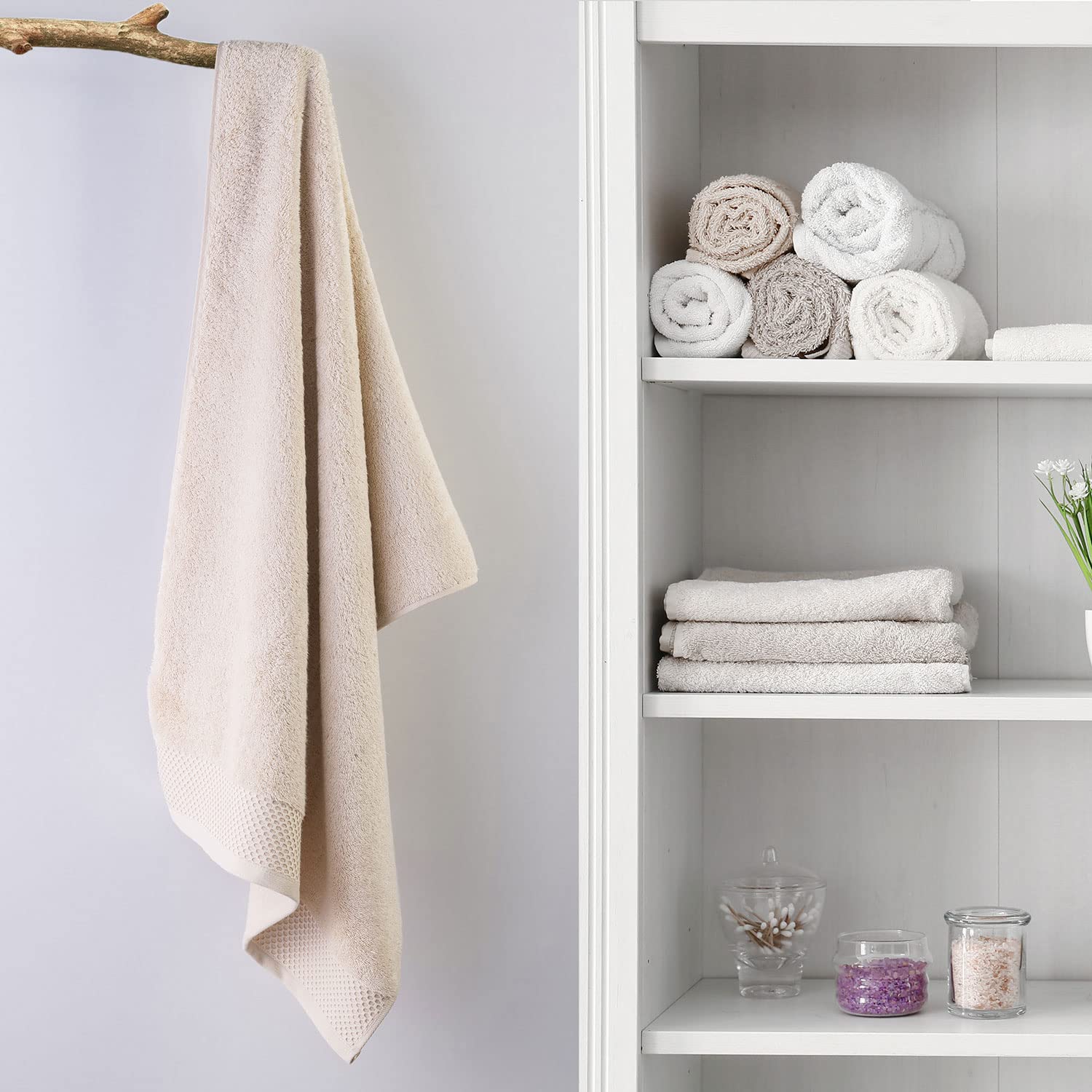 Spread Spain Bath Towels 800 Gsm | Micro Modal Large Size Super Absorbent & Soft Bath Towel (Light Beige)