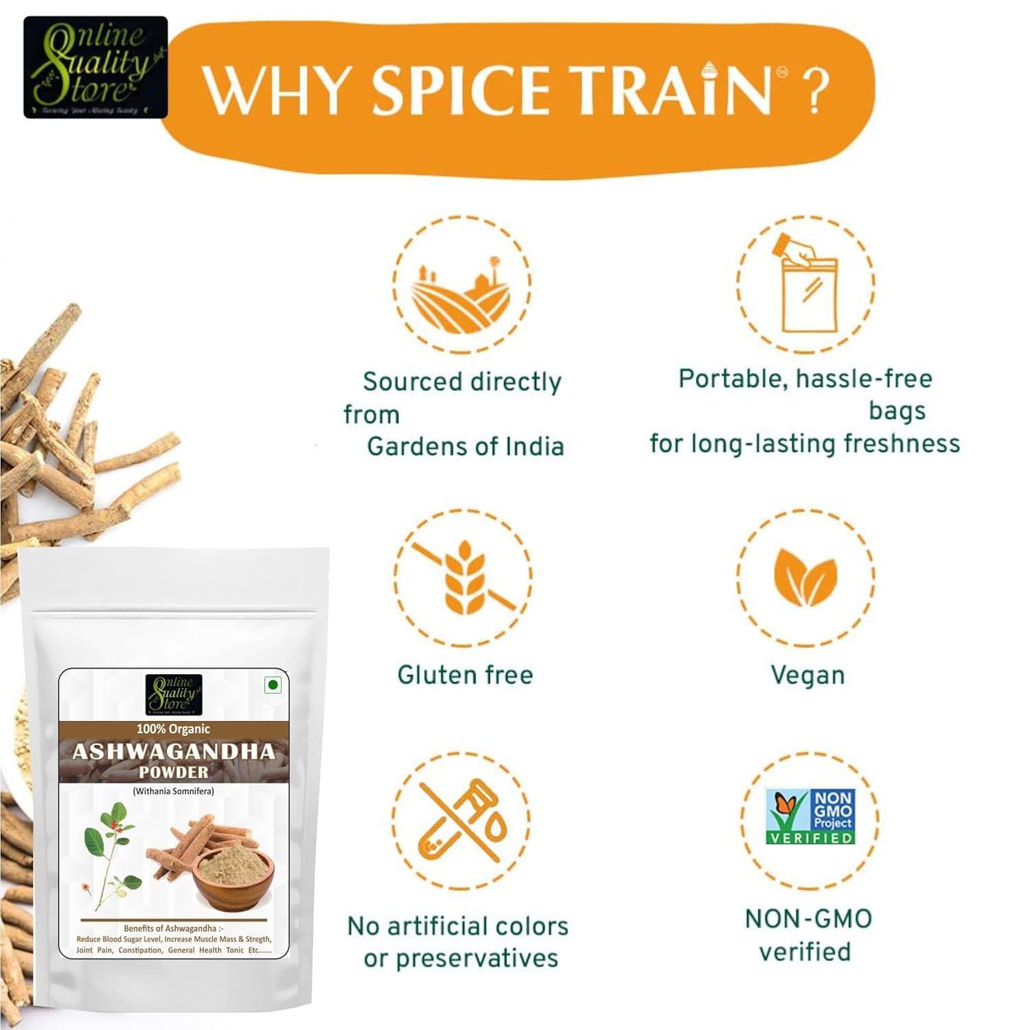 Online Quality Store Organic Ashwagandha Powder For Stress Relief, Anxiety Support, Immune System Booster, Carefully Sourced And Crafted To Provide You With A Premium Quality | 100gm 0.2lbs