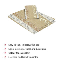 Printed Bedsheet For Single Bed With 1 Pillow Cover - 60 X 90 Inches, Gold Brown | Super Soft - Glace Cotton Breathable & Wrinkle Free - 2 Pcs Set