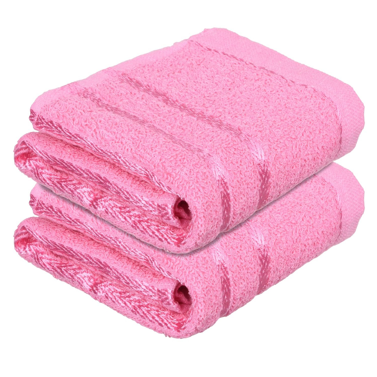 Heart Home Face Towel 400 Gsm | Facewash For Travel Workout Hand Towel | Lining Design Pack Of 2 (Pink)