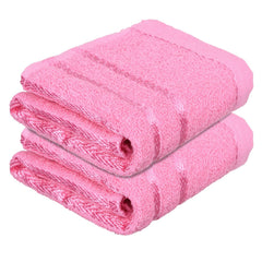 Heart Home Face Towel 400 Gsm | Facewash For Travel Workout Hand Towel | Lining Design Pack Of 2 (Pink)