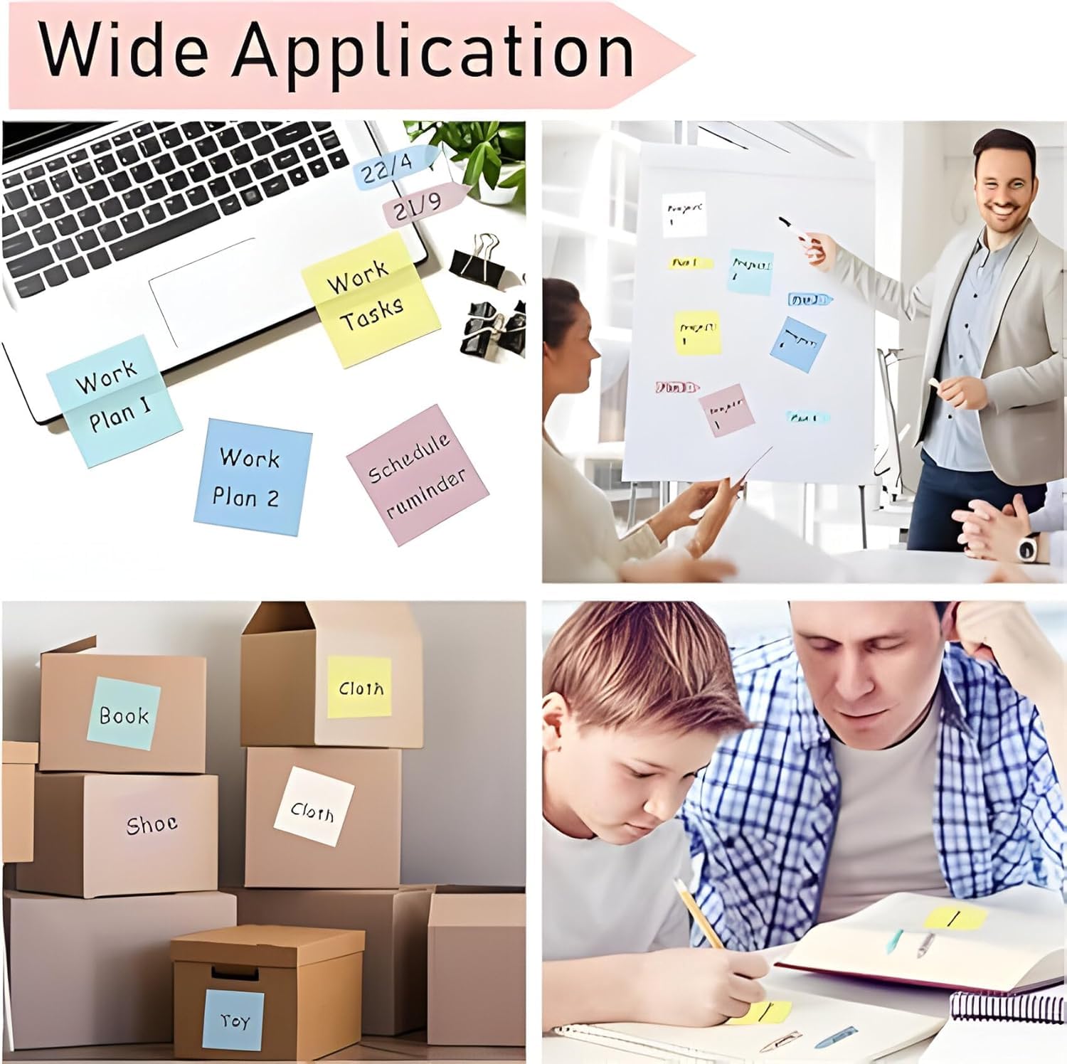 250 Sheets Transparent Sticky Notes – 5 Pads Aesthetic Pastel Color Self-Stick Notes