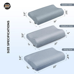 Memory Foam Cervical Neck Pillow, For Pain Relief, King Size - 23 X 14 X 4.5 Inch | Improves Posture & Spinal Alignment, Neck & Shoulder Pain Relief | Grey Jacquard Cover - Pack Of 1