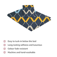 Single Bedsheet With 1 Pillow Covers - 60 X 90 Inches, Navy Blue | Soft Wrinkle Free Breathable Easy Care | Color Fade Resistant Bedsheet