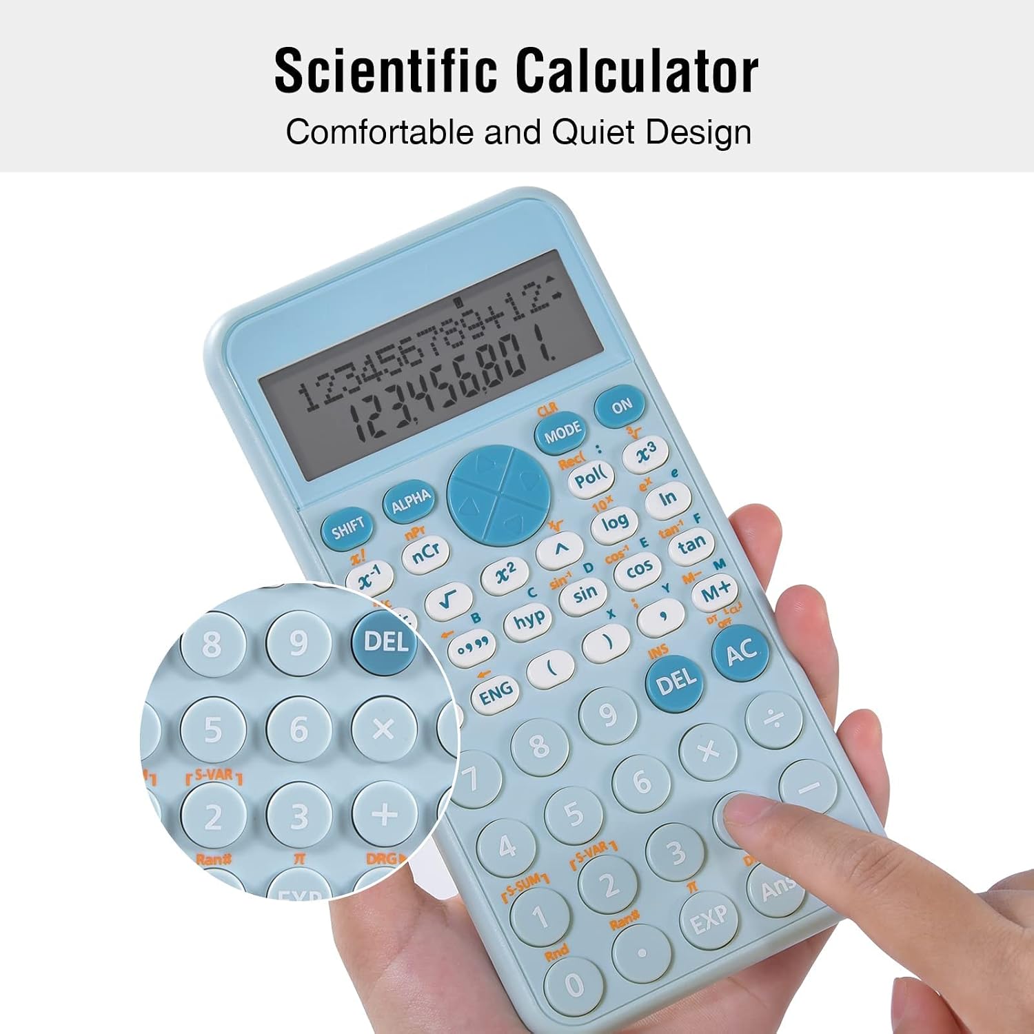 EooCoo Scientific Calculator, Two-line Display, Slim And Portable, Suitable For School And Business, Blue