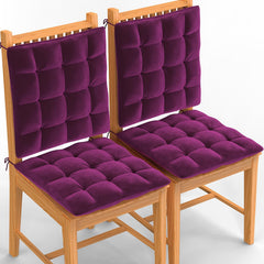 Square Chair Pads Cushion, For Comfortable Sitting, Purple Color - 40 X 40 Cm | Seat Cushions With Ties For Sitting, Pooja, Dining & Office Table | Furniture Cushion, Washable - Pack Of 4