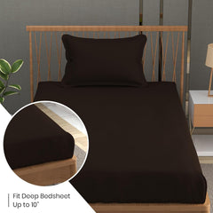 Solid Plain Single Size Bedsheet Set With 1 Pillow Covers | Size - 60 X 90 Inches, Brown | Ideal For All Seasons Due To Its Breathable Nature