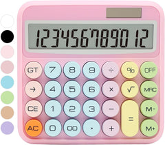 Arsenio New Colorful Mechanical Cute 12 Digit Large LCD Display Big Round Button Calculator Easy To Press With Battery & Solar For School Office Business Home (Multicolor) (Design-04)