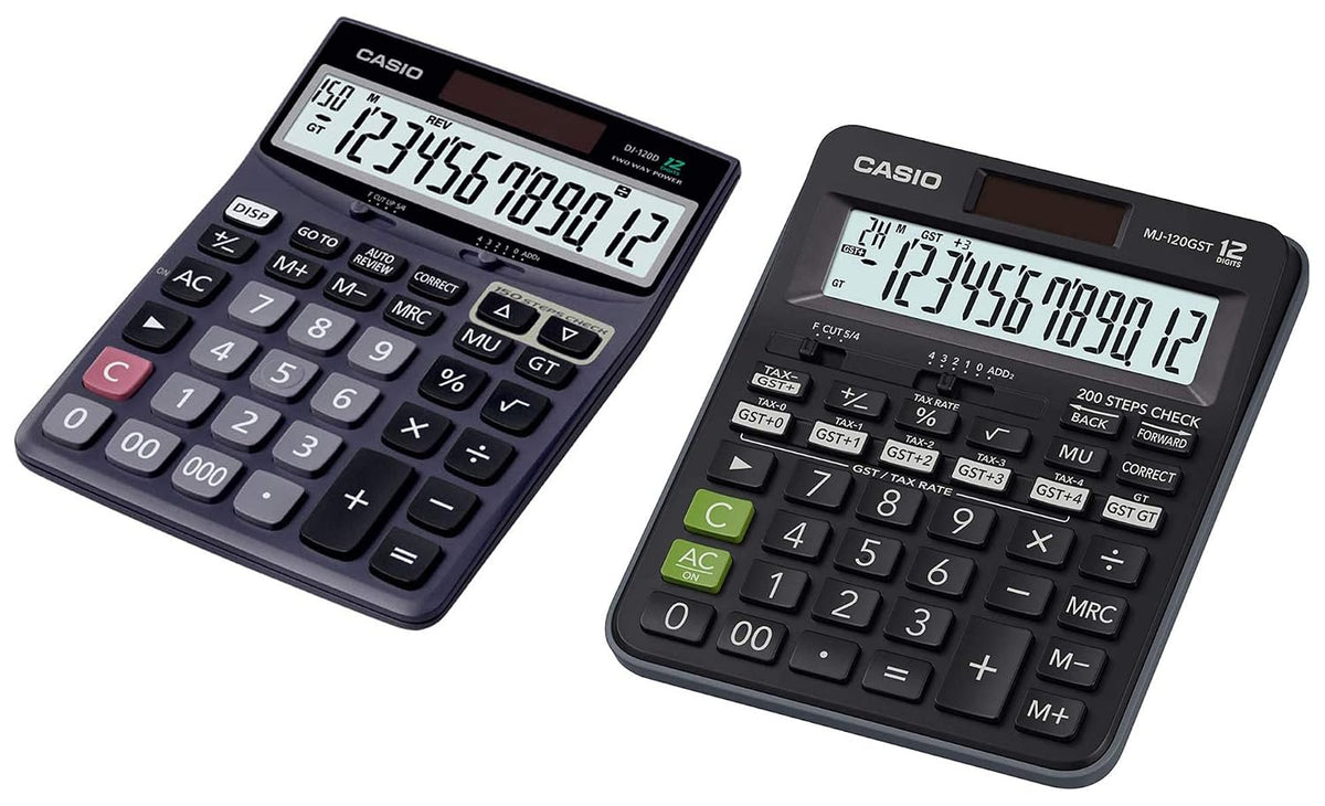 Casio Desktop Calculator With Bigger Screen - Keys & Casio MJ-120GST GST Calculator (Black) | Large Keypad For Comfortable Use