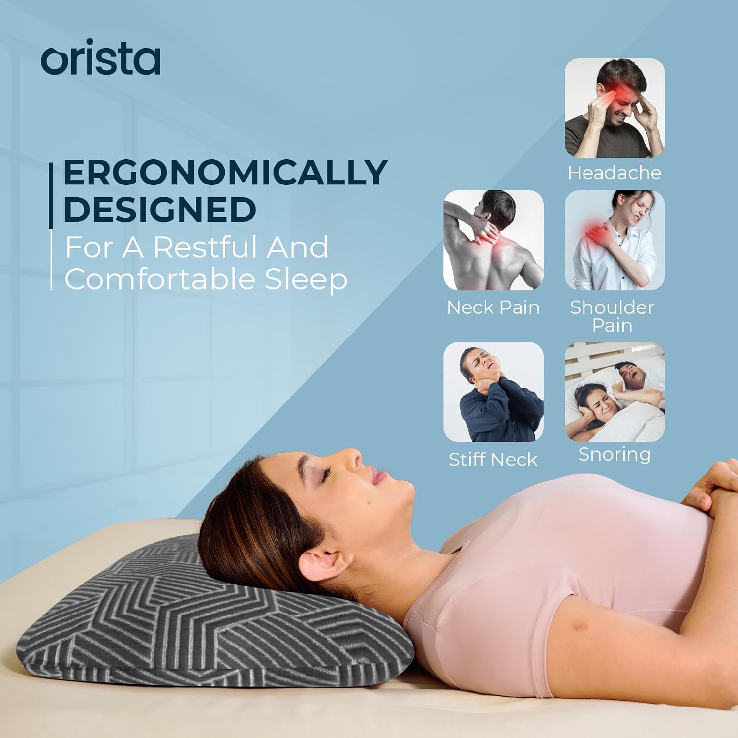 Advance Gel Blended Memory Foam Pillow, For Pain Relief, Grey, Thin Size - 24 X 16 X 3 Inch | For Neck & Shoulder Pain Relief | Orthopedic Pillow For Back & Stomach Sleepers - Pack Of 2