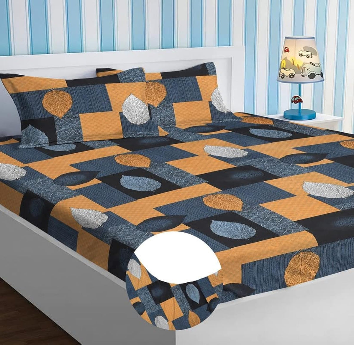 Printed Double Bedsheet King Size With 2 Matching Pillow Cover - 72 X 78 Inches, Multicolor | Super Soft Premium Brushed Glace Cotton Bedsheet, Breathable & Wrinkle Free