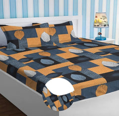Printed Double Bedsheet King Size With 2 Matching Pillow Cover - 72 X 78 Inches, Multicolor | Super Soft Premium Brushed Glace Cotton Bedsheet, Breathable & Wrinkle Free