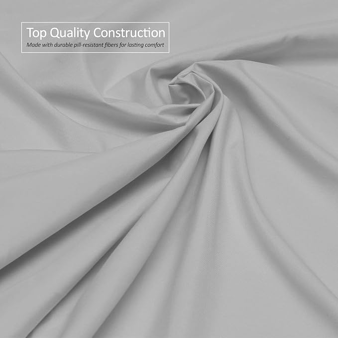 Premium Solid Plain Single Bedsheet With 1 Pillow Cover | Size 60 X 90 Inches, Light Grey | 300 Thread Count Microfiber For Single Bedsheet