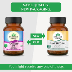 Organic India Flaxseed Oil Capsules, Helps Protect Heart & Brain Health | 60 Capsules 100gm 0.2lbs Each Pack Of 2