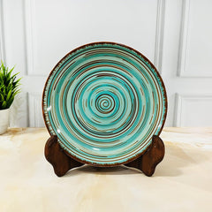 Iris Turquoise Ceramic Quarter Plates Set Of 4 | Small Side Plates For Dinner, Snacks - 7 Inch, 4 Pieces, Microwave Safe