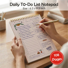 To Do List Notepad, Daily Planner Notepad Undated 54 Sheets/108 Pages, Checklist (Moon) Pack Of 1