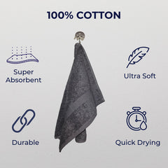 Nive Home Linens 100% Cotton Hand Towel 400 Gsm | Ultra Soft, Thick & Super Absorbent, Quick Dry Hand Towel (Gray & Red) - 2 Pcs