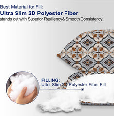 Microfiber Square Pillow Cushion For Sofa, Black & Brown, Grey - 12 X 12 Inch | Fluffy For Comfort & Back Support | Breathable, Premium Cotton Cushion Cover, Neck Support - Set Of 3