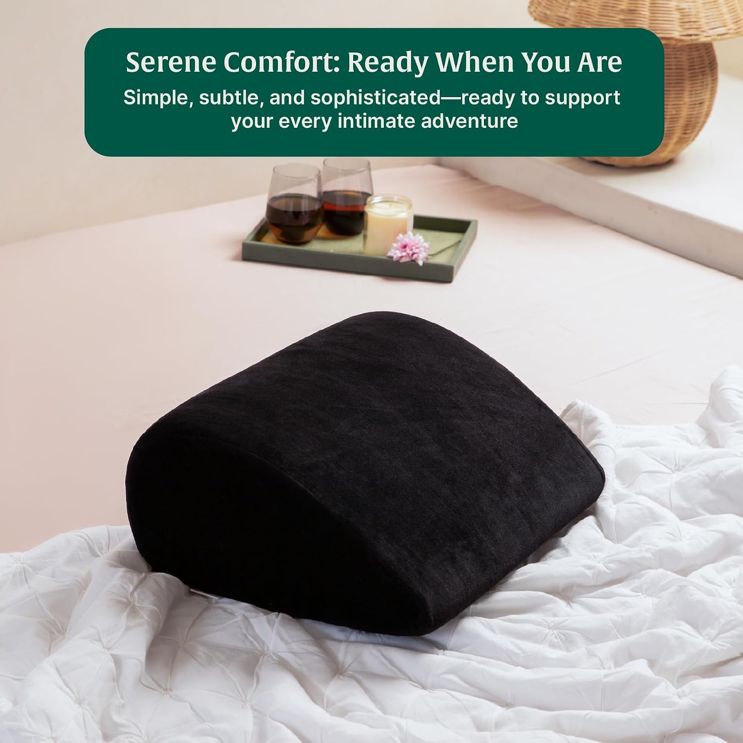Memory Foam Pillow, Soft Inclined Bed Wedge Leg Rest Pillow, Black - 17 X 14.8 X 7 Inch | For Acid Reflux, Pregnancy, Anti Snoring, Reading, Back Pain Relief, Knee & Back Support Pillow