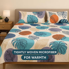 100% Microfiber Bedsheet For Double Bed With 2 Pillow Covers Breathable - Double Bed Size 90 X 100 Inches, Multicolor | Natural & Cozy Double Bed Sheet