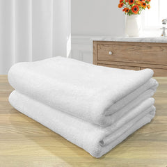 The Veloure Hotel White Bath Towel 700 Gsm | Pure Cotton Super Soft Anti Microbial Towel (Set Of 2)