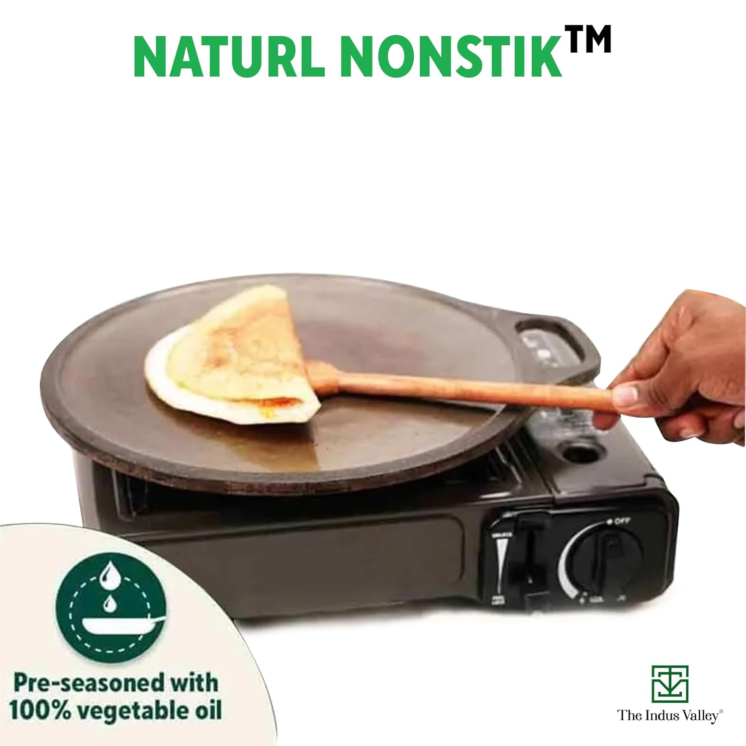 Super Smooth Cast Iron Tawa For Dosa, Chapathi + Free Spatula - 30.5cm, 12 Inch, 3 Kg | Induction Friendly, Naturally Nonstick, Pre-Seasoned Tawa, 100% Pure & Toxin-Free