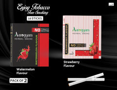 Aarogyam Herbals Pack Of 2 Flavours 100% Tobacco & Nicotine Free Cigarette For Relieve Stress & Mood Enhance Product Strawberry, Watermelon - 10 Sticks X 2 Packets
