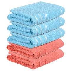 Kuber Industries Face Towel 1000 Gsm | Towels For Daily Use Workout Hand Towel | Lining Design | Pack Of 5 (Orange & Blue)