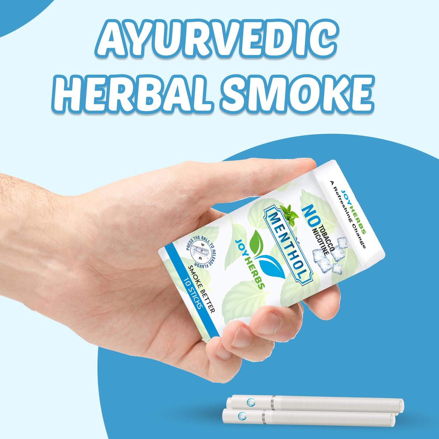 Herbal Cigarettes For Smoking 100% Tobacco Free & Nicotine Free Mint Flavoured King Size Herbal Smoke Sticks Pack Of 20 | Tobacco And Cigarette Alternatives - Quit Smoking Products