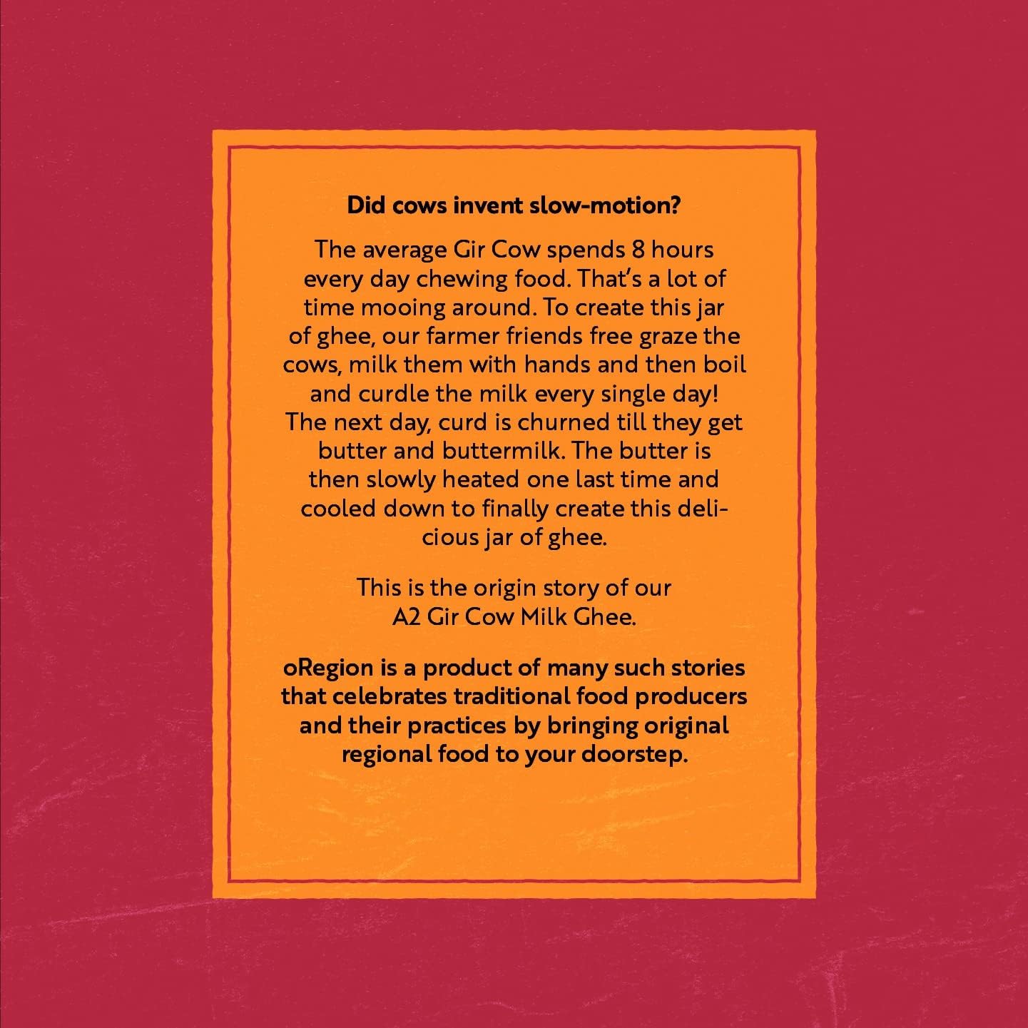 Premium A2 Gir Cow Ghee By oRegion | Vedic Bilona Method, Curd Churned Desi Cow Ghee For Protact Eyesight | 1 Litre (500ml * 2) 33.8 Ounce | Jar Pack