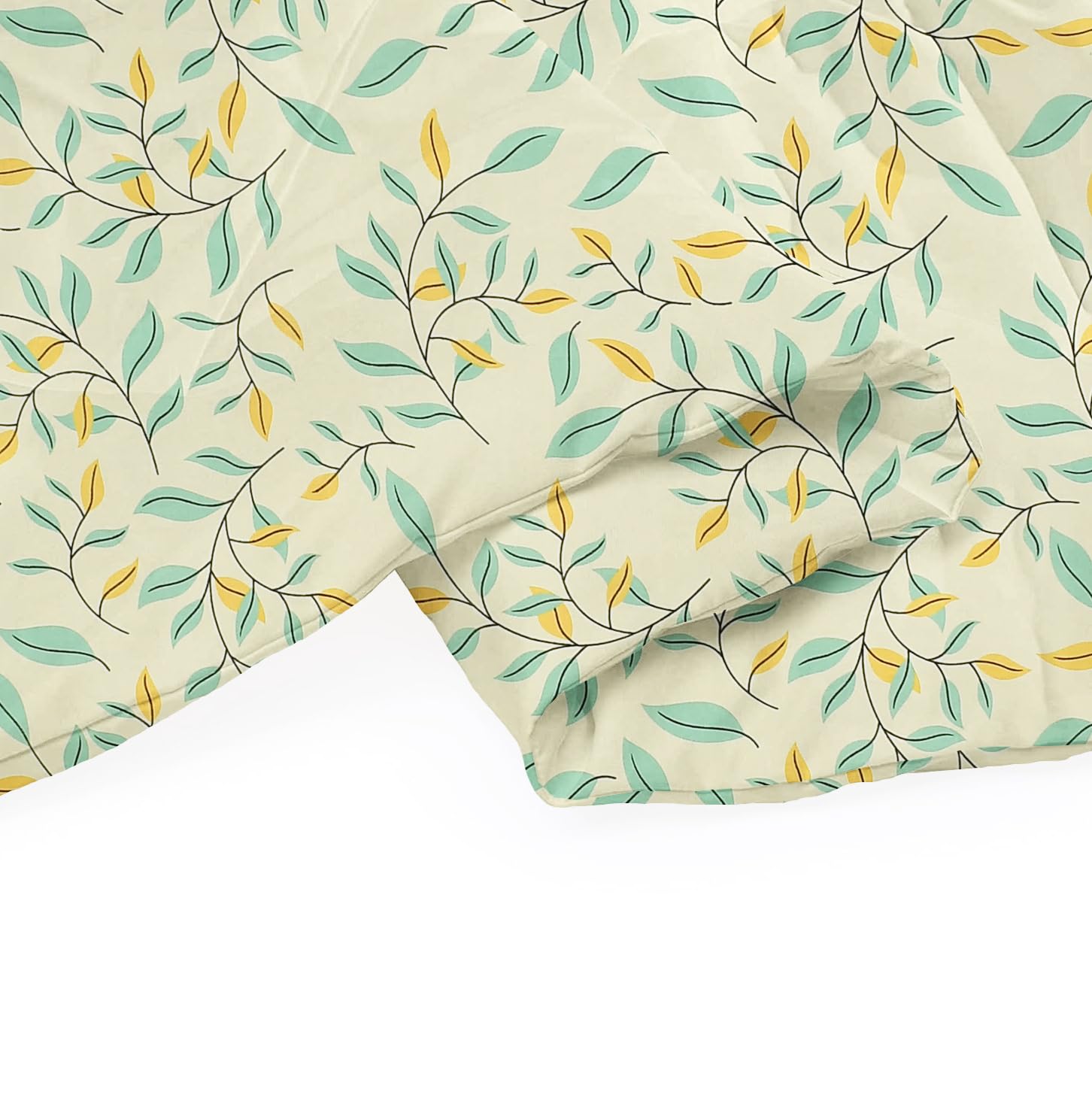 Bedding Set 1 Double Bedsheet, 2 Pillow Covers With 1 Comforter | 90 X 100 Inches, Beige & Green | Perfect For Queen Bed Durable & Wrinkle Free - All Season Bedding