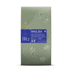 Luxmi Estates Holy Tea Powder - 50gm, 1.7 Ounce, 25 Tea Bags | USDA Certified Organic Tulsi + Ginger Herbal Tea - Caffeine Free Herbal Tea | Immune Support, Relief & Uplift Mood