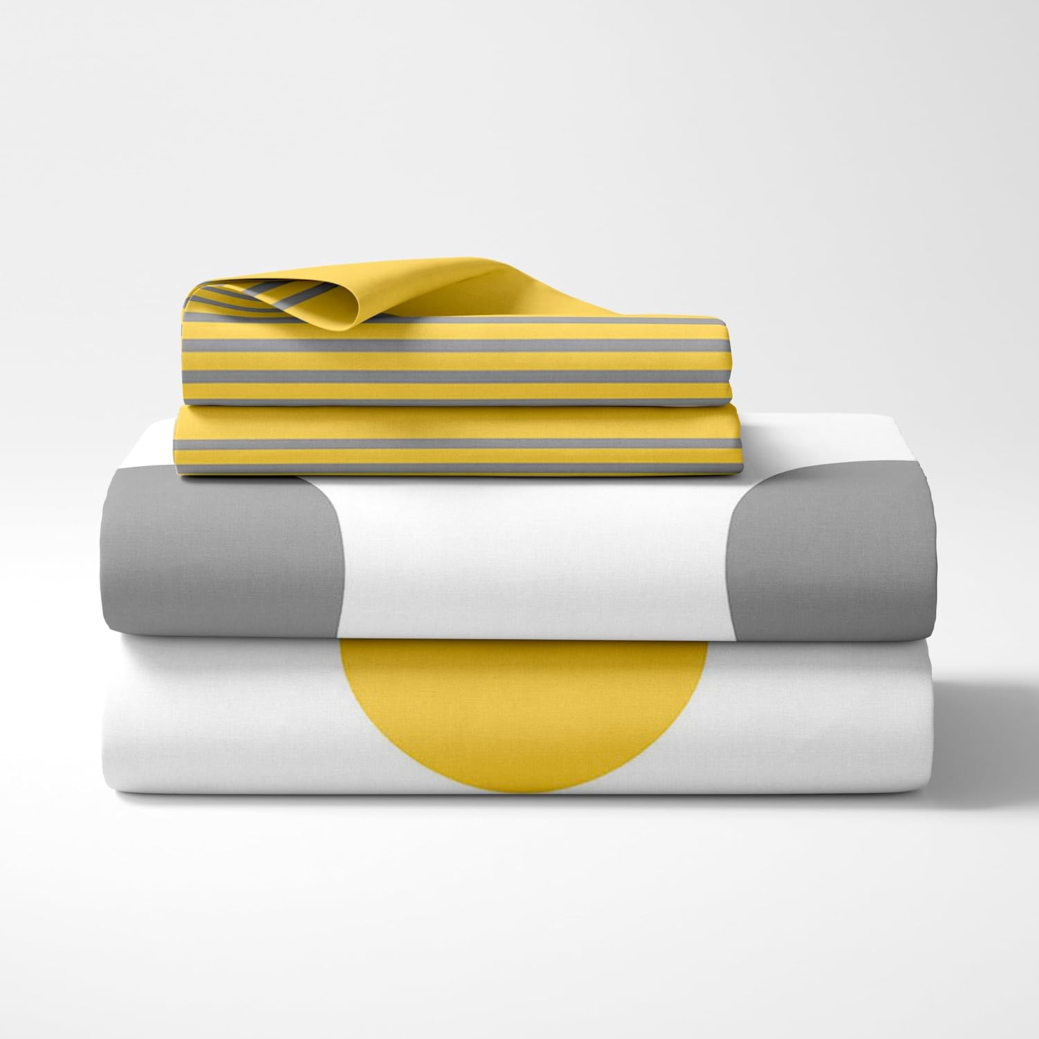 1 Double Bedsheet With 2 Pillow Covers - 88 X 90 Inches, Yellow & Grey | Queen Size Double Bedsheet Cotton | Ideal For Everyday Use