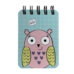 Spiral Pocket Notebook Cute Mini Notepad, Handy Notebook For School, Office (Owl Design) 1Pc