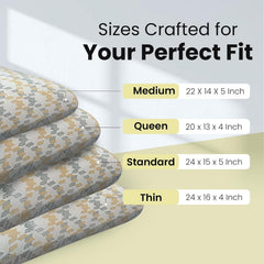Ventilated Cooling Gel Memory Foam Pillow, Orthopedic Pillow - 22x15x5 Inch | Mustard & Grey, King Size, For Sleeping & Neck Pain Relief With Premium Removable Zipper Cover - Pack Of 2