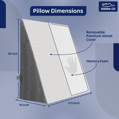 Wedge Pillow For Sleeping, Acid Reflux & Gerd Relief, White & Grey | Wedge Cushion, Orthopedic Support With Memory Foam Pillow | Leg, Back, Pregnancy Support, Resting Pillow - Pack Of 1