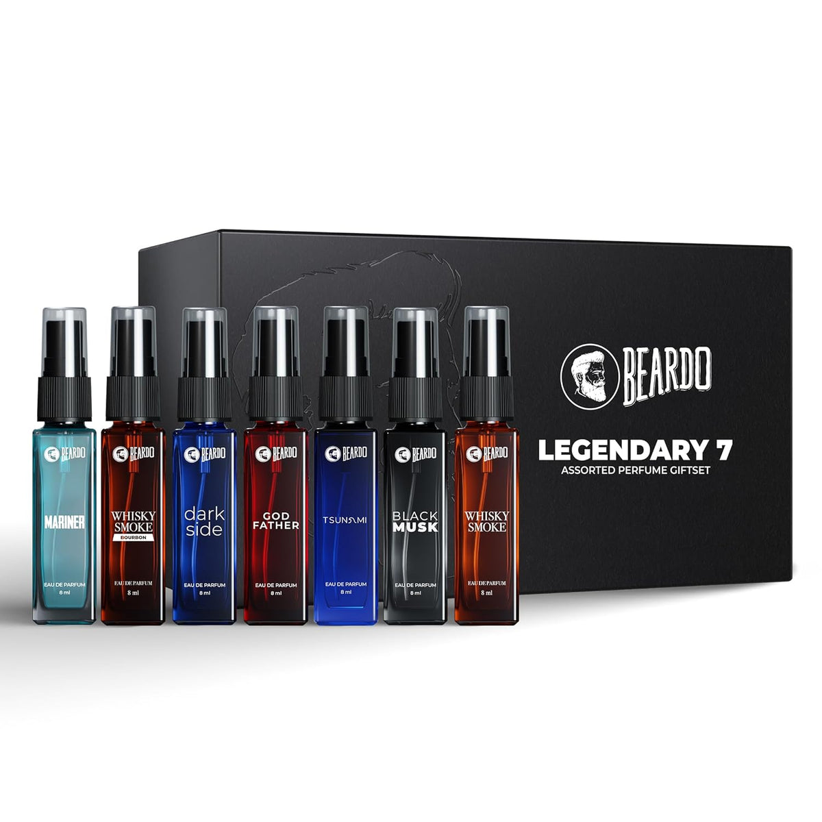 Beardo Legendary Assorted Perfume Gift Set 8ml Each 56ml 1.8 Fl.oz. Pack Of 7 | Perfect Gift Set For Boyfriend