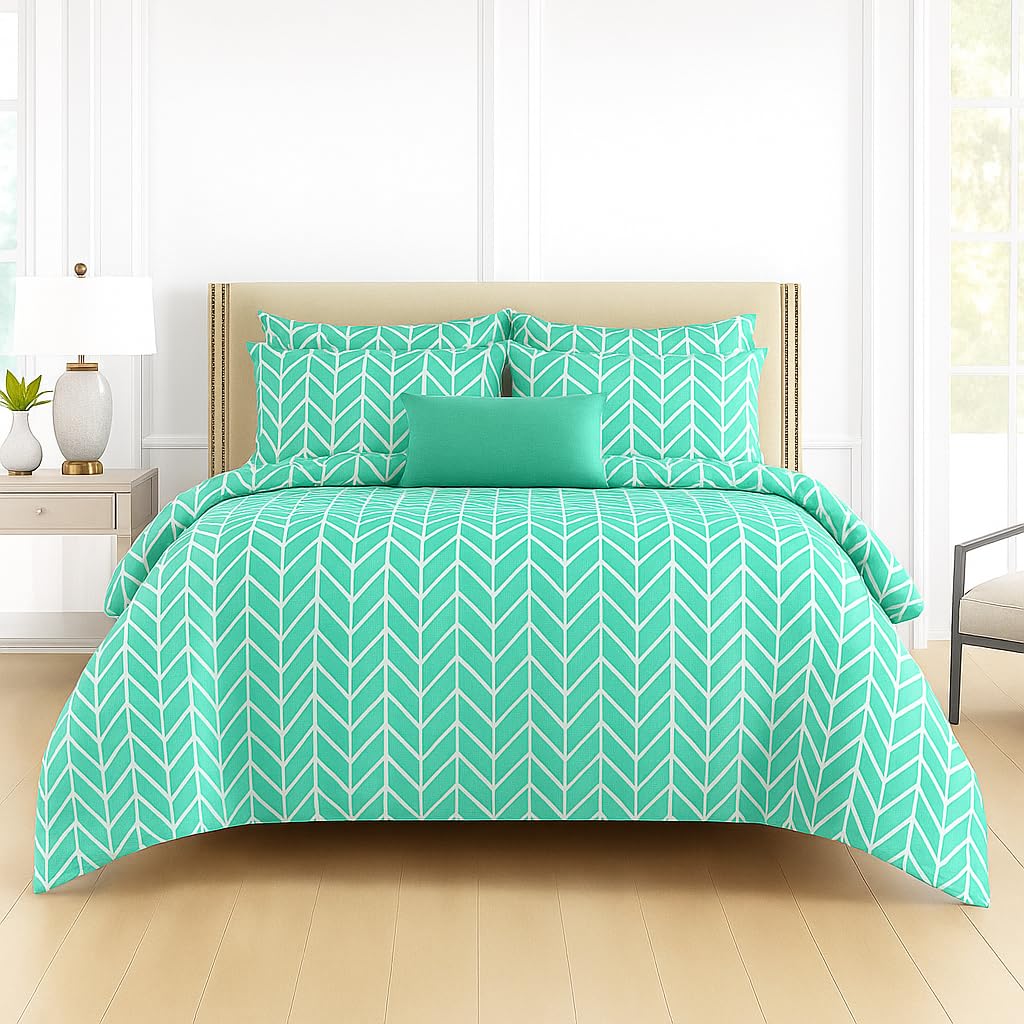 Cotton Double Bedsheet For Queen Size With 2 Matching Pillow Covers For Home - 90 X 100 Inches, Green | Smooth Finish, Soft Touch & Breathable Comfort For Everyday Use