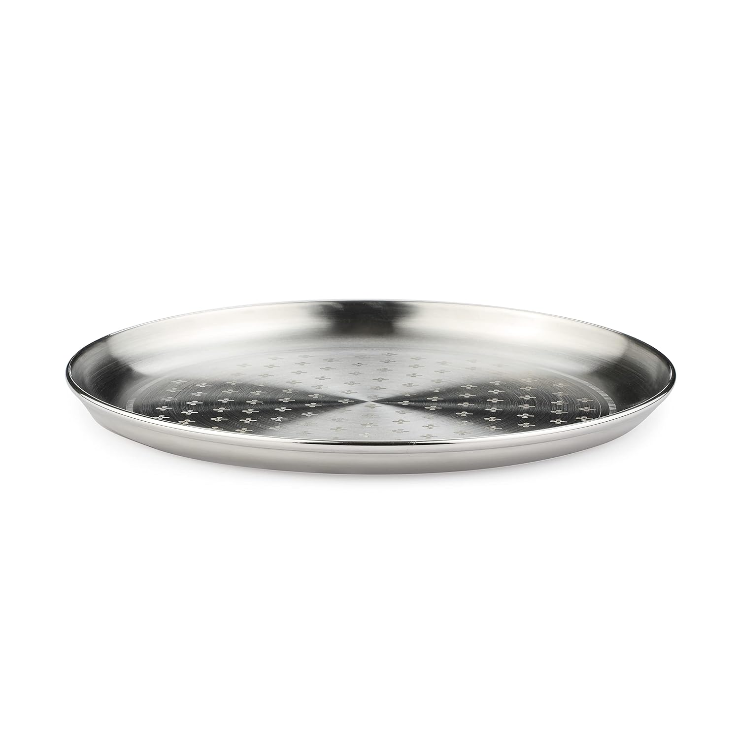 Chrome Stainless Steel Quarter Plate Set Of 6 - Zenith Series | Salad & Snacks Plates - Flower Dot Patterns | Serve Ware, Dinnerware & Tableware
